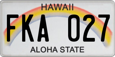HI license plate FKA027