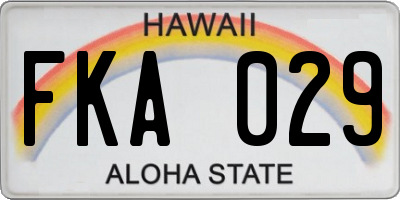 HI license plate FKA029