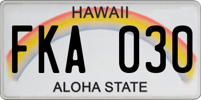 HI license plate FKA030