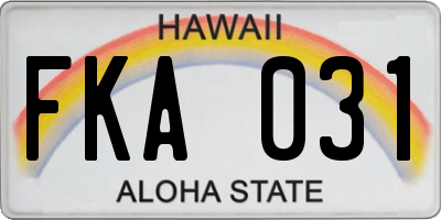 HI license plate FKA031