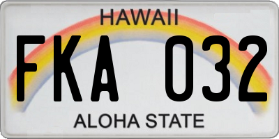 HI license plate FKA032