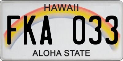 HI license plate FKA033