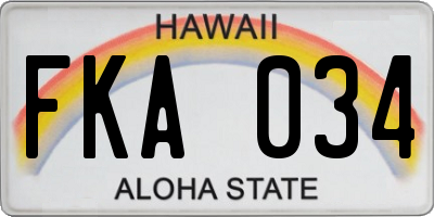 HI license plate FKA034