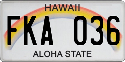 HI license plate FKA036
