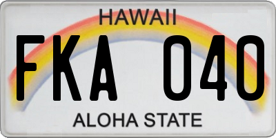 HI license plate FKA040