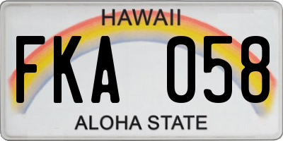 HI license plate FKA058