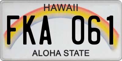 HI license plate FKA061