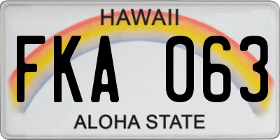 HI license plate FKA063