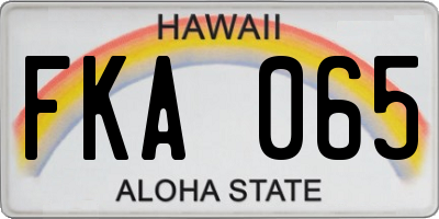 HI license plate FKA065