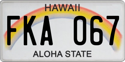 HI license plate FKA067