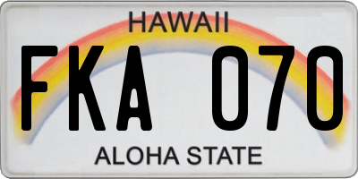 HI license plate FKA070