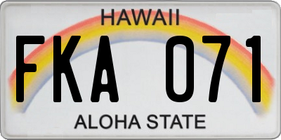 HI license plate FKA071