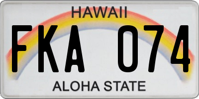 HI license plate FKA074
