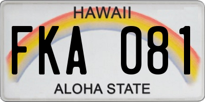HI license plate FKA081