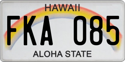 HI license plate FKA085