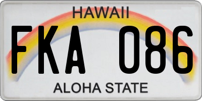 HI license plate FKA086