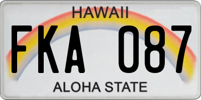 HI license plate FKA087