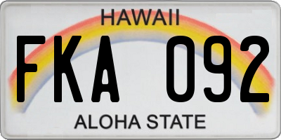 HI license plate FKA092