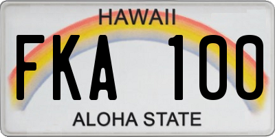 HI license plate FKA100