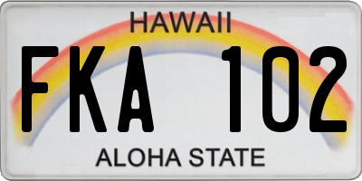 HI license plate FKA102