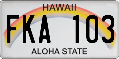 HI license plate FKA103