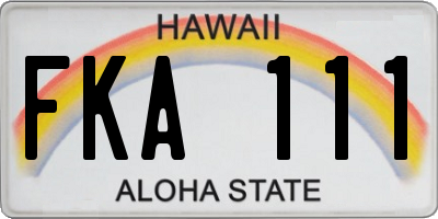 HI license plate FKA111