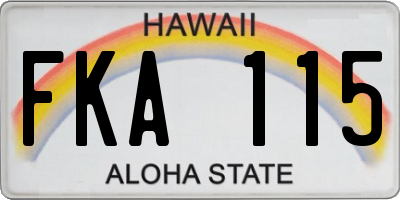 HI license plate FKA115