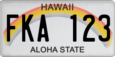 HI license plate FKA123