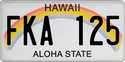 HI license plate FKA125