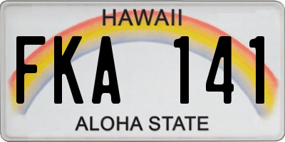 HI license plate FKA141