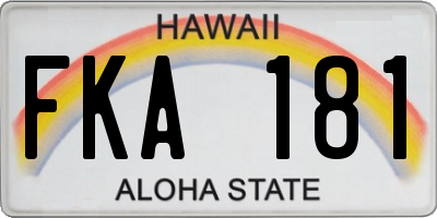 HI license plate FKA181
