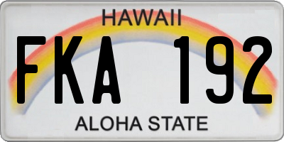 HI license plate FKA192