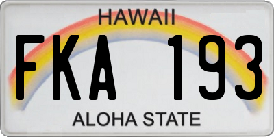 HI license plate FKA193