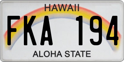 HI license plate FKA194