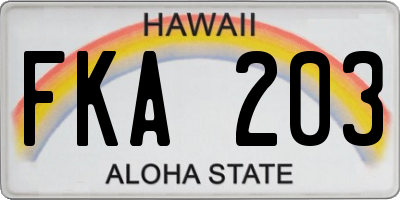 HI license plate FKA203