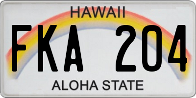 HI license plate FKA204