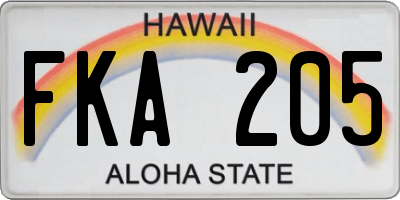 HI license plate FKA205