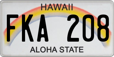 HI license plate FKA208