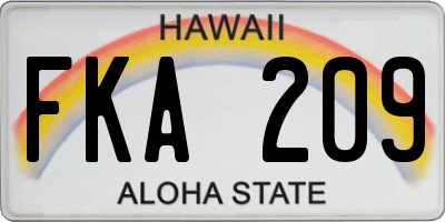 HI license plate FKA209