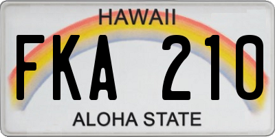 HI license plate FKA210