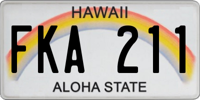 HI license plate FKA211