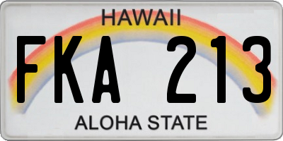 HI license plate FKA213