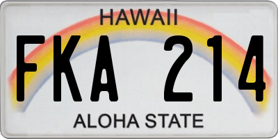 HI license plate FKA214