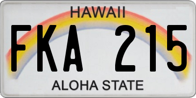 HI license plate FKA215