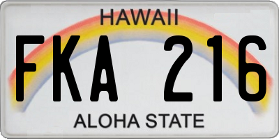 HI license plate FKA216