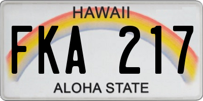 HI license plate FKA217