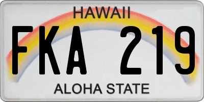 HI license plate FKA219