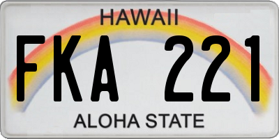 HI license plate FKA221