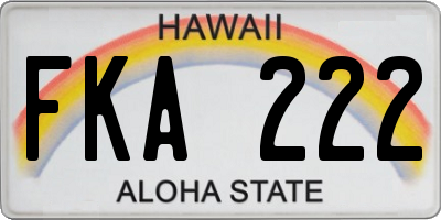 HI license plate FKA222