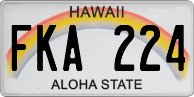 HI license plate FKA224